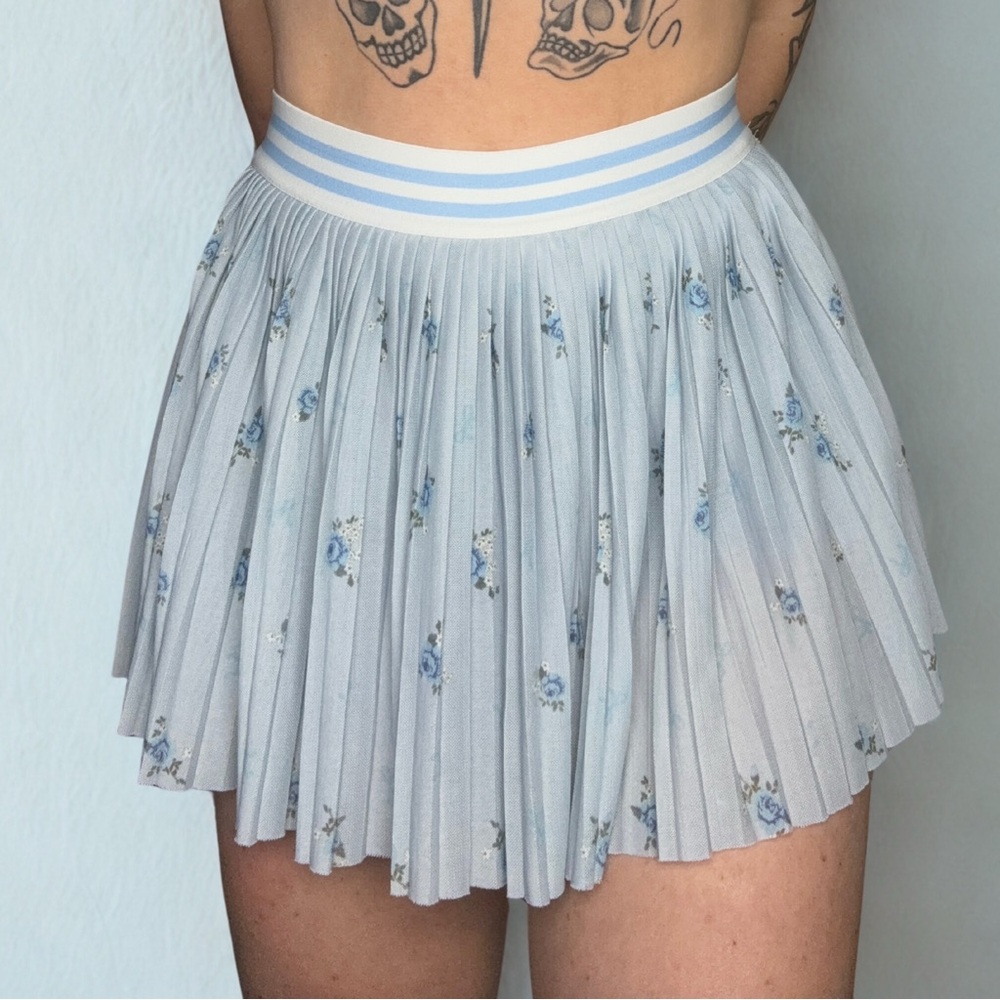 Vanilla Star Light Blue Floral Mini Skirt